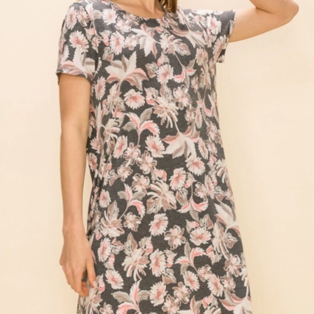 Women Floral Print Soft Mini Simple Dress